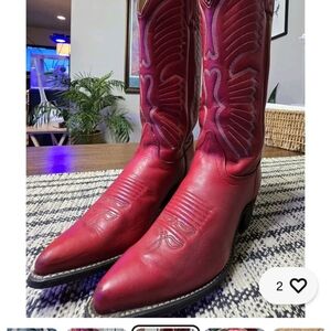 Women's Gorgeous Red Leather Cowboy Boots MADE IN USA Size 7